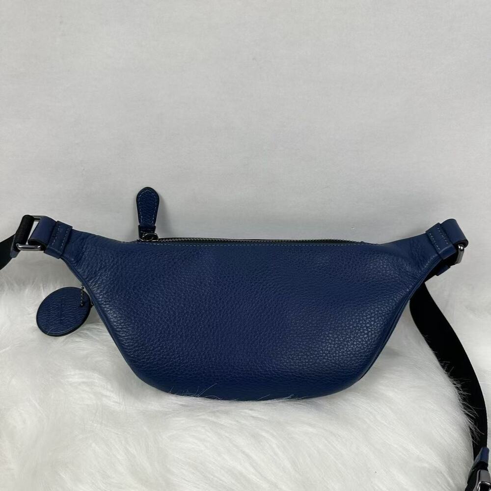 Coach Warren Mini Belt Bag With Baseball Print In Leather/Deep blue CAX43 NWT - Picture 2 of 8